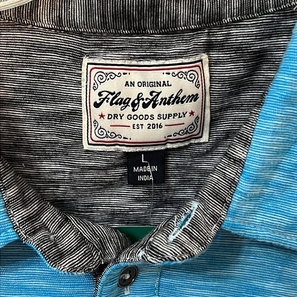 Flag & Anthem Men's Heathered Blue Polo Shirt Relaxed Fit Size Large - Picture 2 of 6